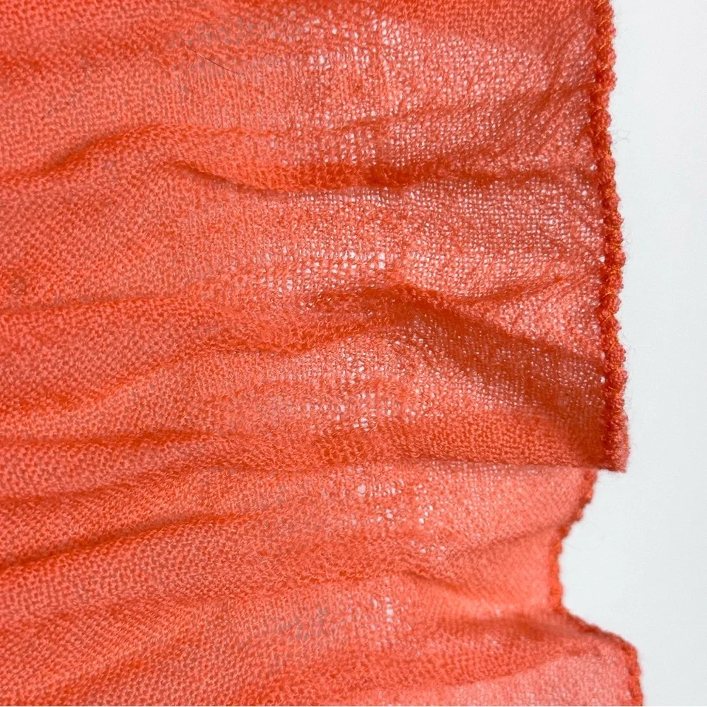 NWT Claudia Nichole Coral Orange Pink 100% Wool Ruched Ruffle Scarf Lightweight